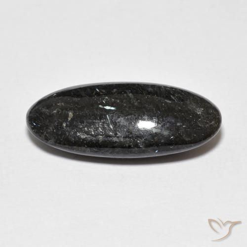 Nuummite Negro con destello azul natural de 7.87 ct, Ovalada, Opaco