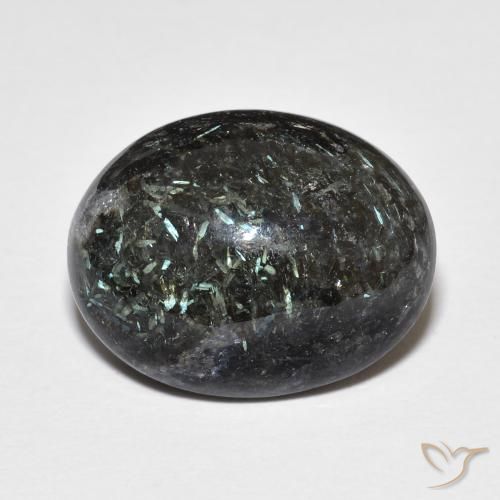 13.71ct Natural Negro con destello azul Nuummite, Ovalada, Opaco