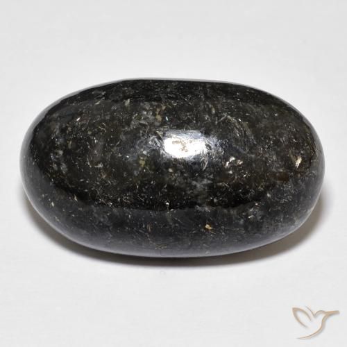 Nuummite Negro con destello azul natural de 23.04 ct, Ovalada, Opaco