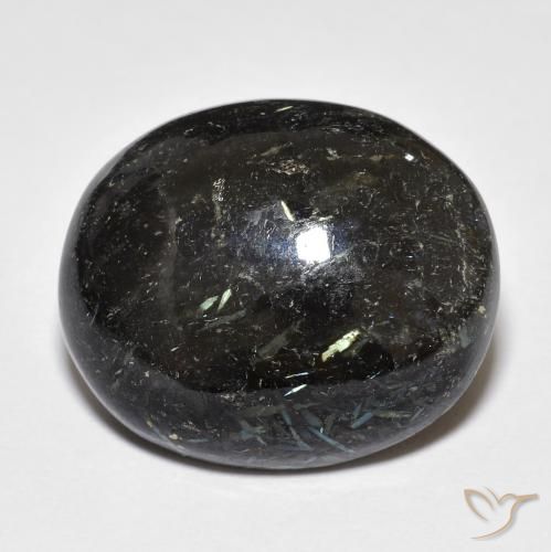 23.53ct Natural Negro con destello azul Nuummite, Ovalada, Opaco