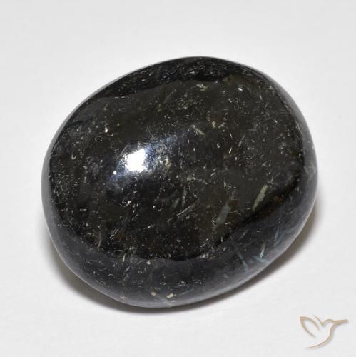 Nuummite Negro con destello azul natural de 23.53 ct, Ovalada, Opaco