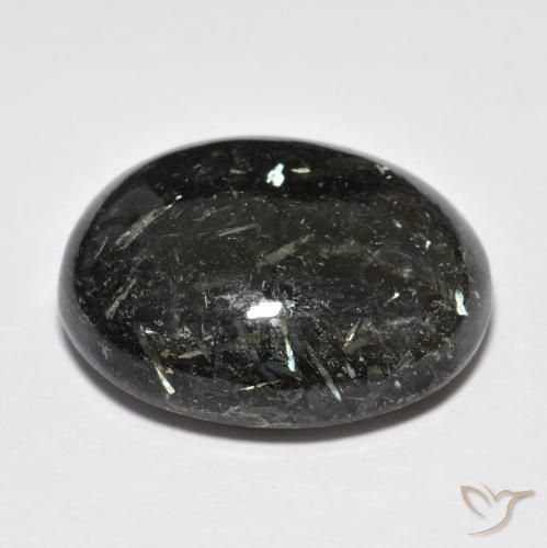 Nuummite Negro con destello azul natural de 23.53 ct, Ovalada, Opaco