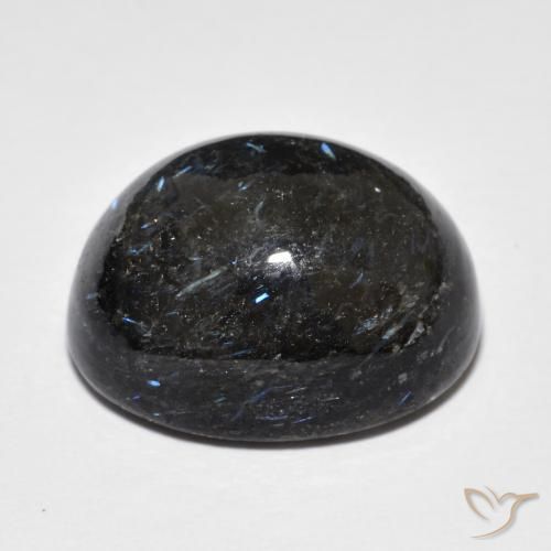 Nuummite Negro con destello azul natural de 22.55 ct, Ovalada, Opaco