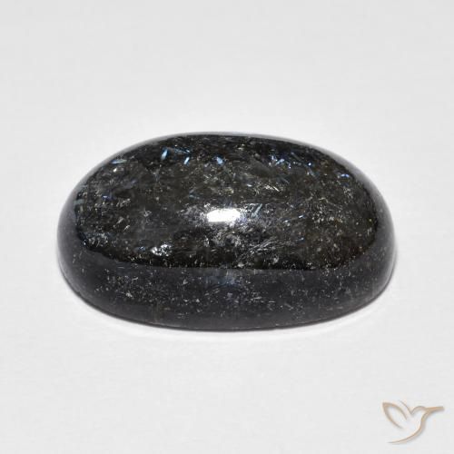 Nuummite Negro con destello azul natural de 14.96 ct, Ovalada, Opaco