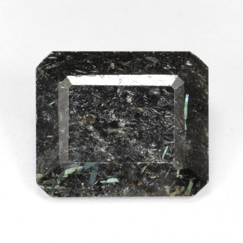 Nuummita negro natural de 10,64 ct, corte esmeralda, opaco