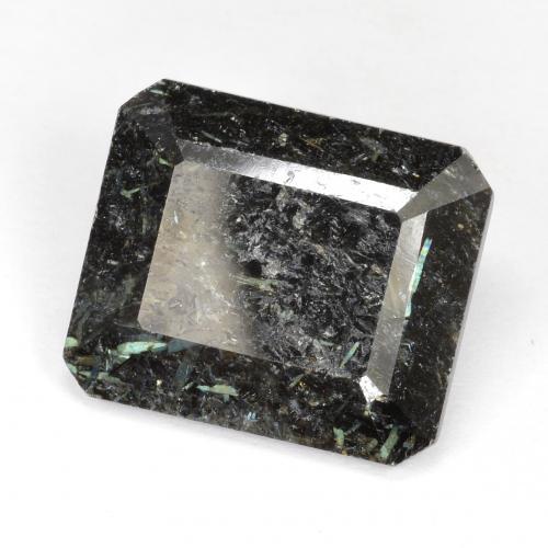 Nuummita negro natural de 10,64 ct, corte esmeralda, opaco