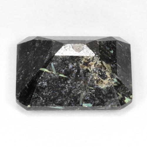 Nuummita negro natural de 10,64 ct, corte esmeralda, opaco