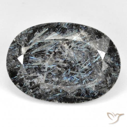 27.22ct Natural Negro con destello azul Nuummite, Ovalada, Opaco