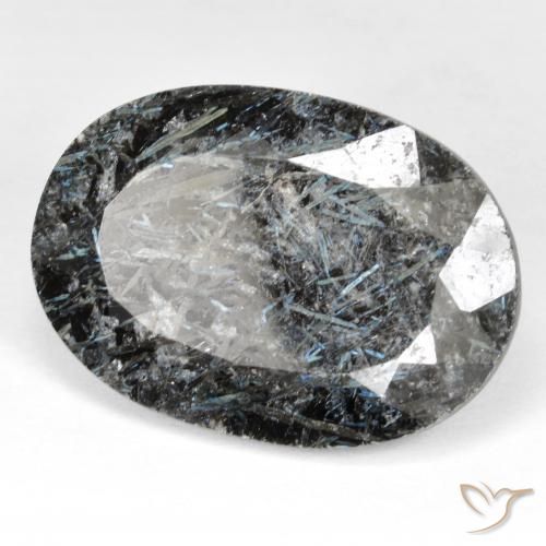 Nuummite Negro con destello azul natural de 27.22 ct, Ovalada, Opaco