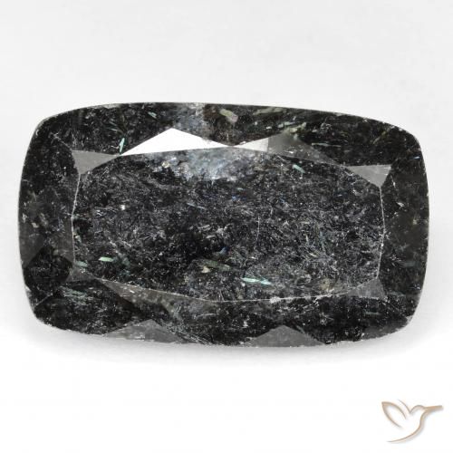 29.18ct Natural Negro con destello azul Nuummite, Forma Cojín, Opaco