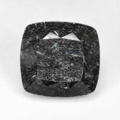 Nuummita negro natural de 12,07 ct, corte cojín, opaco