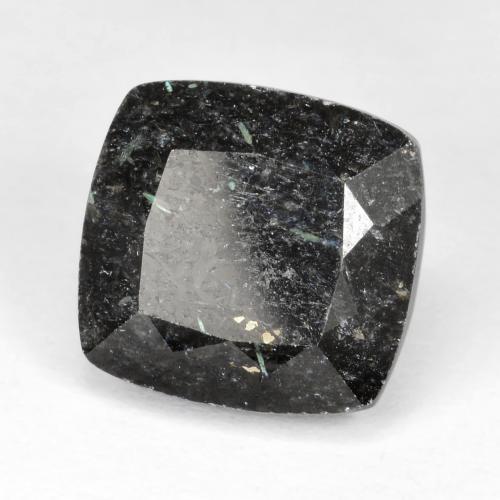 Nuummita negro natural de 12,07 ct, corte cojín, opaco