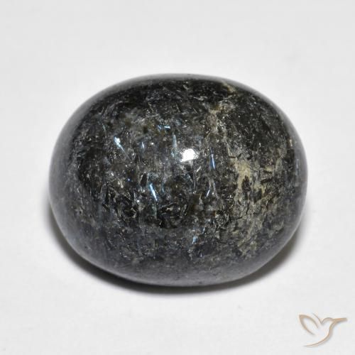 14.55ct Natural Negro con destello azul Nuummite, Ovalada, Opaco