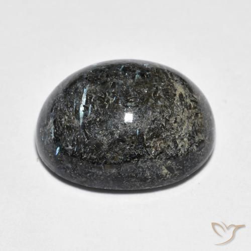 Nuummite Negro con destello azul natural de 14.55 ct, Ovalada, Opaco