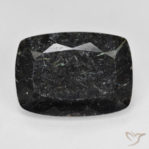 14.70ct Natural Negro con destello azul Nuummite, Forma Cojín, Opaco