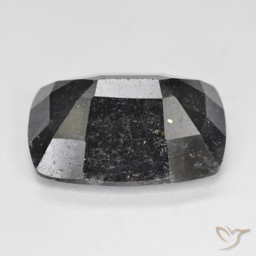 Nuummite Negro con destello azul natural de 14.70 ct, Forma Cojín, Opaco