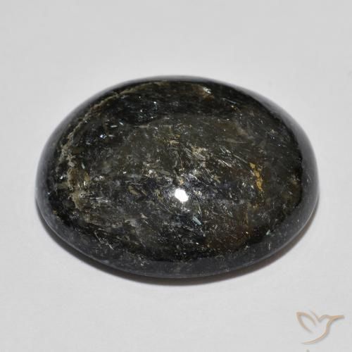 Nuummita negro natural de 21,06 ct, corte óvalo, opaco