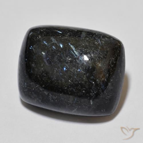 17.27ct Natural Negro con destello azul Nuummite, Forma Cojín, Opaco