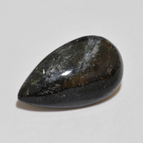 Nuummita negro natural de 7,64 ct, en forma de pera, opaco