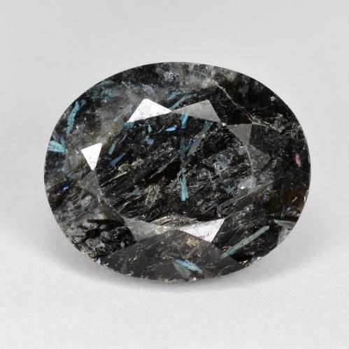 Nuummite Negro con destello azul natural de 15.74 ct, Corte Óvalo, Opaco