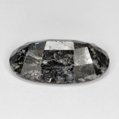 Nuummite Negro con destello azul natural de 14.34 ct, Corte Óvalo, Opaco