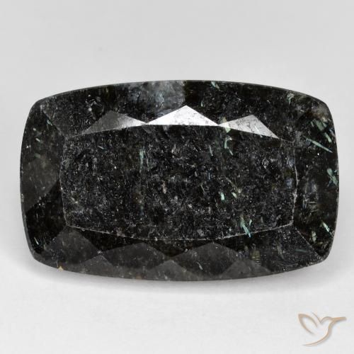 31.64ct Natural Negro con destello azul Nuummite, Forma Cojín, Opaco