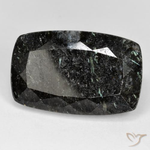 Nuummite Negro con destello azul natural de 31.64 ct, Forma Cojín, Opaco