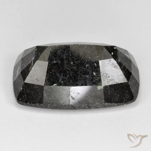 Nuummite Negro con destello azul natural de 31.64 ct, Forma Cojín, Opaco