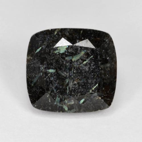 Nuummita negro natural de 7,92 ct, corte cojín, opaco