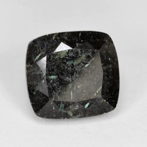 Nuummita negro natural de 7,92 ct, corte cojín, opaco
