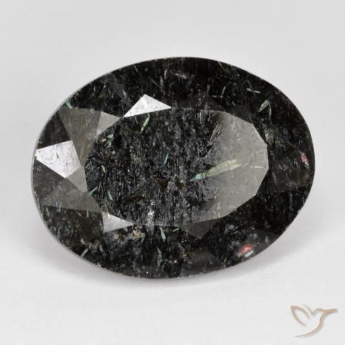 Nuummite Negro con destello azul natural de 22.20 ct, Ovalada, Opaco
