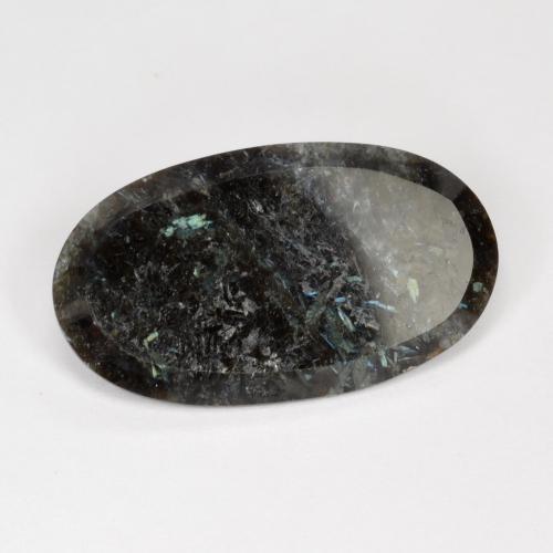 Nuummite Negro con destello azul natural de 7.30 ct, Corte Óvalo, Opaco