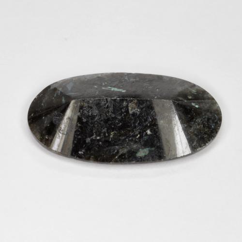 Nuummite Negro con destello azul natural de 7.30 ct, Corte Óvalo, Opaco