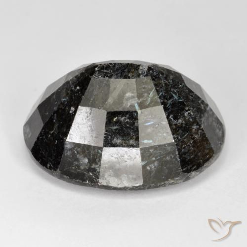 Nuummite Negro con destello azul natural de 31.63 ct, Ovalada, Opaco