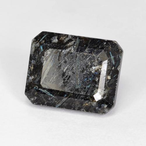 Nuummita negro natural de 7,31 ct, corte esmeralda, opaco
