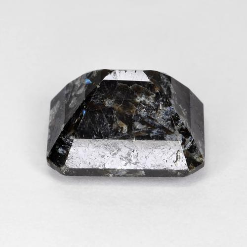 Nuummita negro natural de 7,31 ct, corte esmeralda, opaco