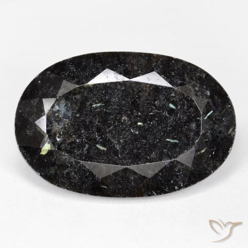 21.59ct Natural Negro con destello azul Nuummite, Ovalada, Opaco