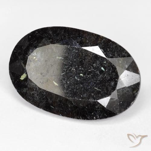 Nuummite Negro con destello azul natural de 21.59 ct, Ovalada, Opaco