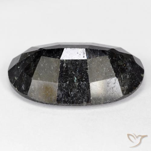 Nuummite Negro con destello azul natural de 21.59 ct, Ovalada, Opaco