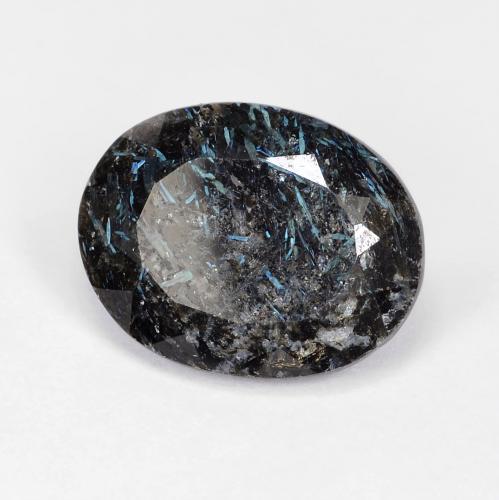 Nuummita negro con destello azul natural de 8,47 ct, corte óvalo, opaco
