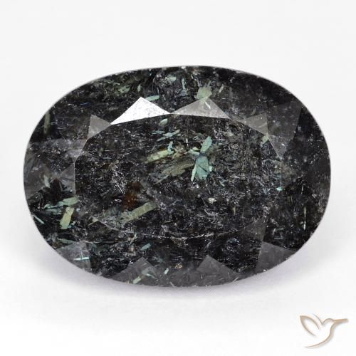 29.76ct Natural Negro con destello azul Nuummite, Ovalada, Opaco