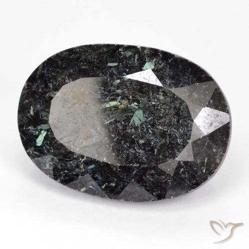 Nuummite Negro con destello azul natural de 29.76 ct, Ovalada, Opaco