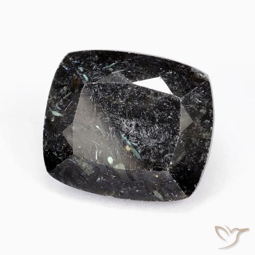 Nuummite Negro con destello azul natural de 10.25 ct, Corte Cojín, Opaco