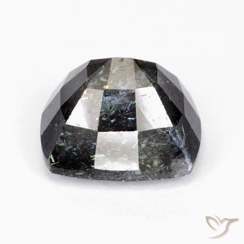 Nuummite Negro con destello azul natural de 10.25 ct, Corte Cojín, Opaco