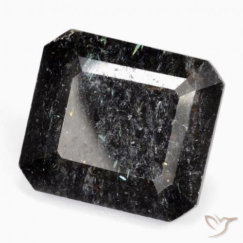 Nuummite Negro con destello azul natural de 26.45 ct, Corte Octágono / Esmeralda, Opaco