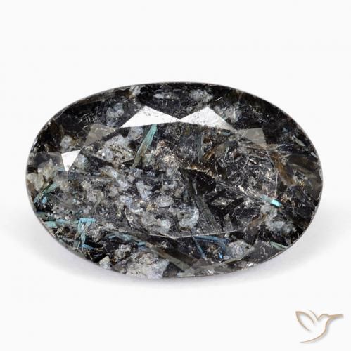 21.56ct Natural Negro con destello azul Nuummite, Ovalada, Opaco