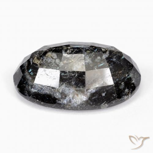 Nuummite Negro con destello azul natural de 21.56 ct, Ovalada, Opaco