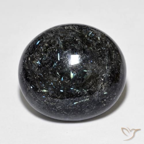 15.33ct Natural Negro con destello azul Nuummite, Ovalada, Opaco
