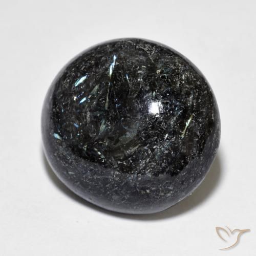 Nuummite Negro con destello azul natural de 15.33 ct, Ovalada, Opaco