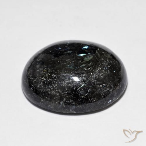 Nuummite Negro con destello azul natural de 15.33 ct, Ovalada, Opaco